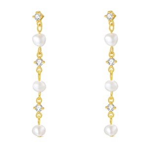 Dangle Pearl Earrings Sterling Silver