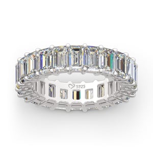 Jeulia Emerald Cut Eternity Sterling Silver Women's Band