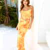 Love Bubble Mesh Maxi Dress Orange