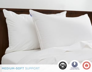 QE Home Luxurious Down Pillow, Crafted in Canada, White, King