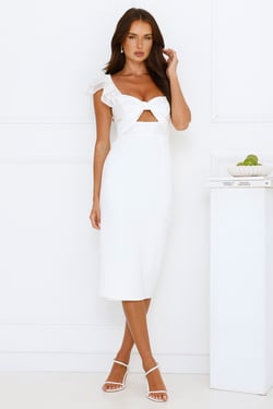 Muse In Motion One Shoulder Midi Dress White