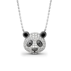 Jeulia "Be Calm and Steady" Cute Panda Sterling Silver Necklace
