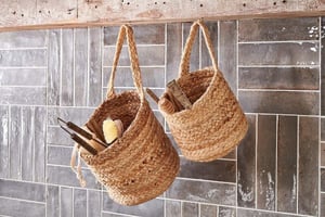 nkuku Chapad Hemp Wide Wall Hung Basket | Storage | Small | Natural