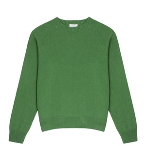 Sunspel Womens Lambswool Crew Neck Jumper Bright Green