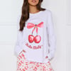 Cherry Pie Long Sleeve Pyjama Top White