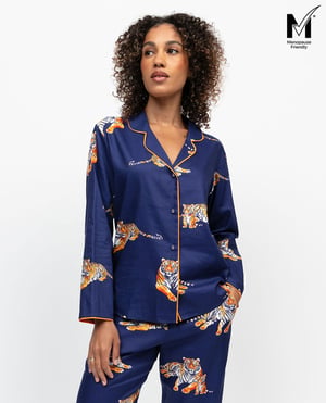 Indigo Womens Tiger Print Pyjama Top - 10