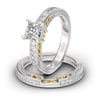 Jeulia Vintage Princess Cut Sterling Silver Ring Set