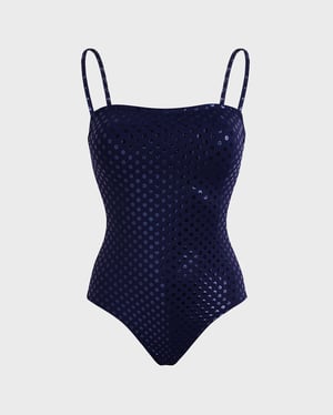 Vilebrequin - Women Bustier One-piece Swimsuit Relief Sparkling - Swimwear - Facette - Blue - Size XL