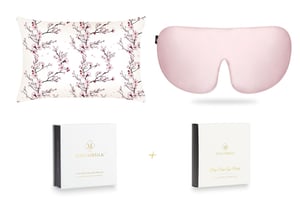 Cherry Blossom and Precious Pink Silk Sleep Gift Set - Standard Pillowcase