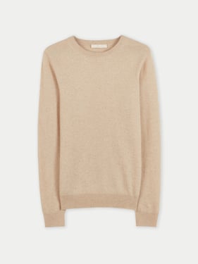 Organic Color Essential Cashmere Crewneck Sweater - XS / Beige / WK01-02