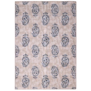 Woodblock Paisley Blue Eco-Washable Rug - 185x275cm