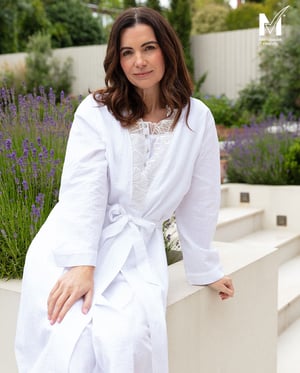 Christina Womens Lace-Detail Seersucker Long Dressing Gown - 28