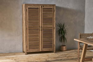 nkuku Ibo Reclaimed Wooden Slatted Cabinet – Natural | Storage Furniture | One Size
