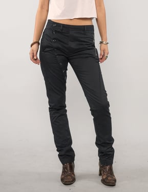 IMMORTAL Button Down Cotton Twill Jeans in Navy