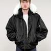 Zipped Hooded Flying Jacket in Black