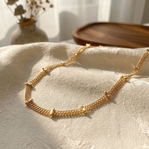 18ct Gold Plated Bar Curb Chain Necklace