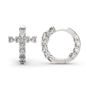 Jeulia Cross Heart Cut Sterling Silver Hoop Earrings