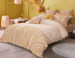 QE Home Maeve Duvet Cover, Cotton, Geometric, Pink, King
