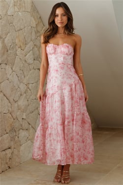 Her Best Version Strapless Maxi Dress Pink