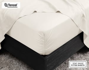 QE Home 350TC BeechBliss TENCEL™ Modal Fitted Sheet in Cloud, Beige, Queen