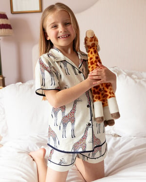 Georgina Girls Giraffe Print Shorty Set - 12-13