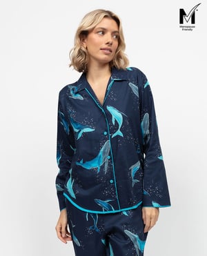 Marina Womens Whale Print Pyjama Top - 12
