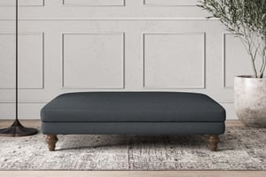 nkuku Deni Large Dining Footstool | Make To Order | Recycled Cotton Mercury | No Colour