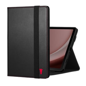 Galaxy Tab A9+ Leather Case - Black with Red Detail