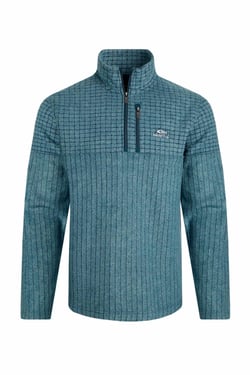 Weird Fish Longmont Eco 1/4 Zip Stripe Grid Fleece Deep Sea Blue Size XL