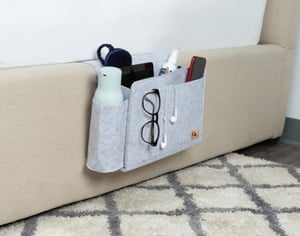 QE Home Bedside Felt Pocket in Light Grey