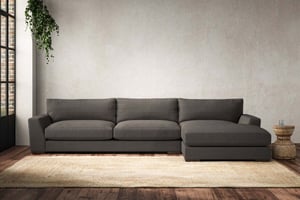 nkuku Guddu Right Hand Chaise Sofa | Make To Order | Grand | Brera Linen Granite