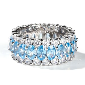 Jeulia Classic Oval and Round Cut Sterling Silver Eternity Ring