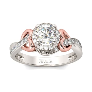 Jeulia Two Tone Heart Design Round Cut Sterling Silver Ring