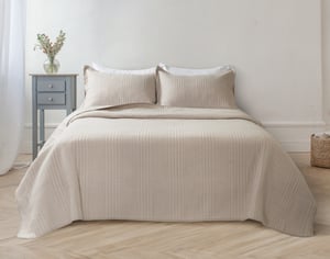 QE Home Mica Quilt Set, Geometric, Beige, Queen