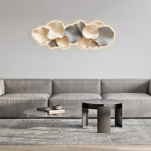 Modern Wall Art LED Wall Decor with Unique Textured Design in Off White & Gray
