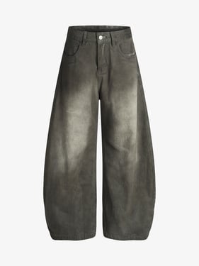 Vintage Faded Wide Barrel Jeans - Gray / 2XL