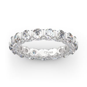 Jeulia Round Cut Eternity Three Sided Pave Sterling Silver Women's Band