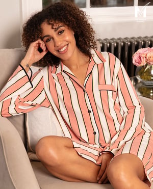 Bonnie Womens Stripe Printed Jersey Nightshirt - 28