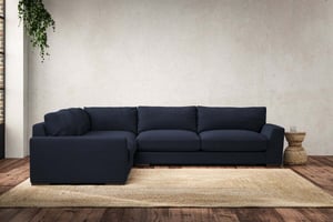 nkuku Guddu Large Left Hand Corner Sofa | Make To Order | Brera Linen Indigo | No Colour