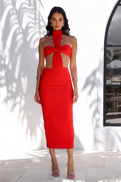 RUNAWAY Dani Midi Dress Red