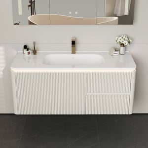 Bathroom Vanity Set 47.2" Modern Warm White LED Floating Bathroom Vanity with Sink