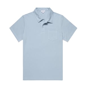 Sunspel Riviera Polo Shirt Blue Mist