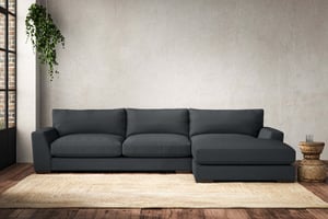 nkuku Guddu Large Right Hand Chaise Sofa | Make To Order | Recycled Cotton Mercury | No Colour