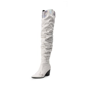 DREAM PAIRS Western Embroidery Thigh High Boots