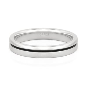 Jeulia Two Tone Brushed and Polished Finish Men's Wedding Band