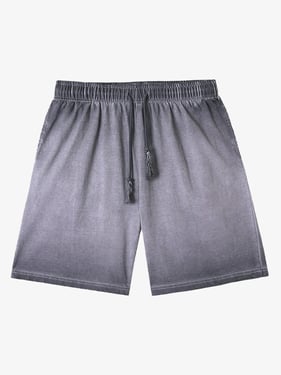 Distressed Washed Drawstring Shorts - Grey Purple / 2XL