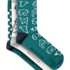 Weird Fish Parade Patterned Socks 3 Pack Deep Teal Size 4-7