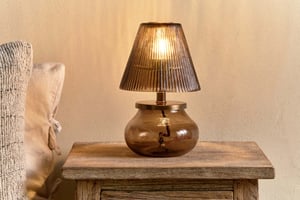 nkuku Dimalai Recycled Glass Table Lamp | Lamps | One Size | Brown Smoke