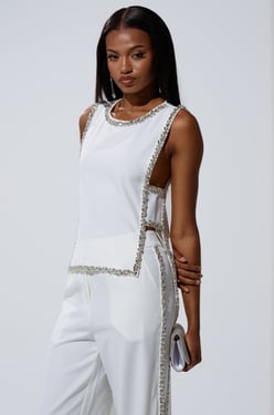 AKIRA Talk To Me Baby Blouse With Rhinestone | White | Size 1X