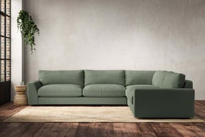 nkuku Guddu Right Hand Corner Sofa | Make To Order | Grand | Brera Linen Jade